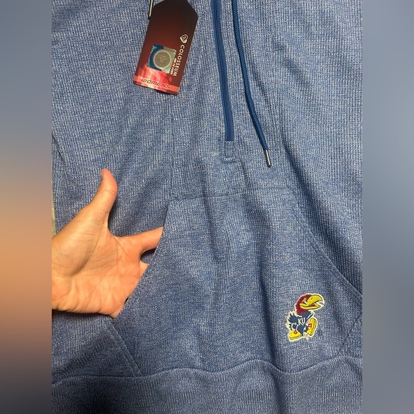 University of Kansas KU Half Zip Hoodie Women’s Small Blue Pocket Hooded NWT - Picture 8 of 11